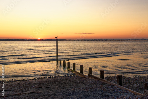 Dramatic sunset over West Wittering beach