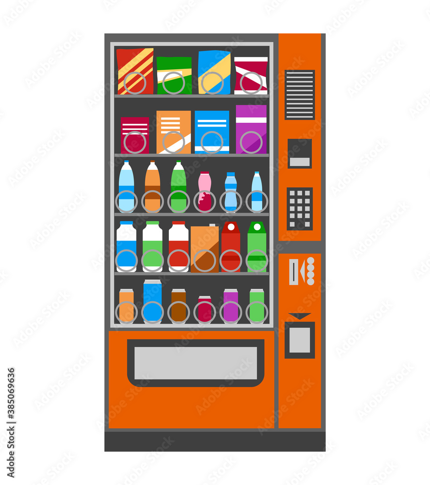 Vending machine. Flat design. Vector illustration.