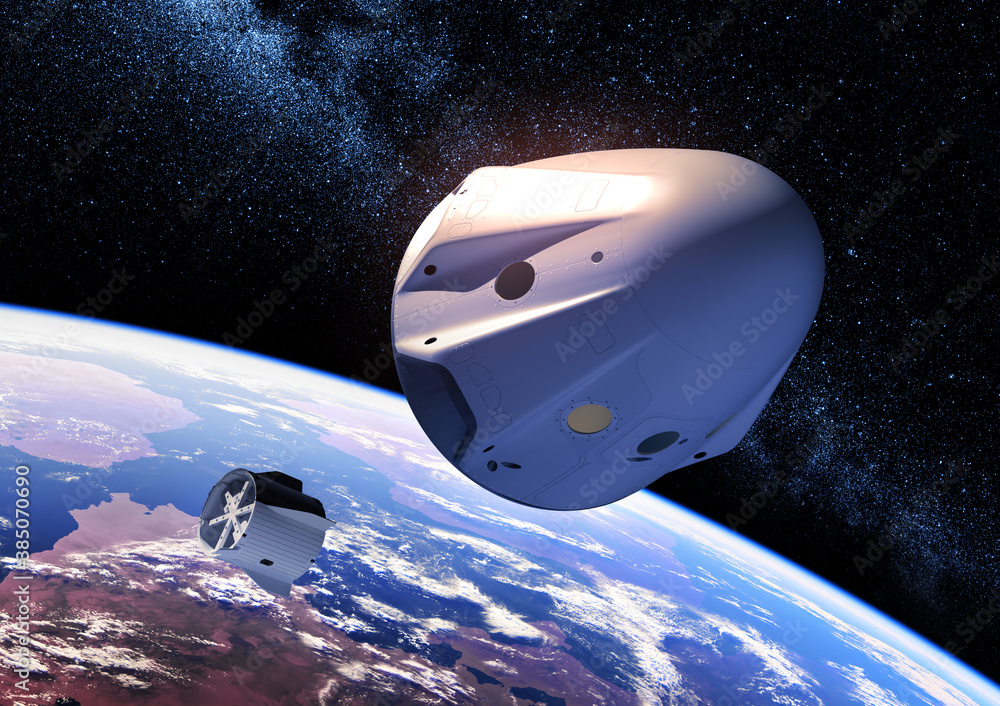 Separation of the descent module from a private spacecraft on ...