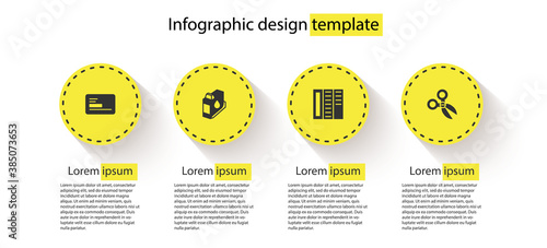 Set Business card, Printer ink cartridge, Brochure and Scissors. Business infographic template. Vector.