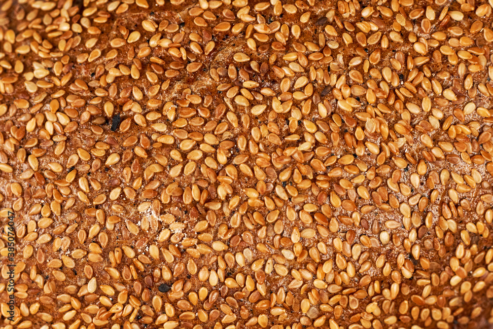 Obraz premium Close-up shot of loaf bread surface. The texture of bread. Copy space