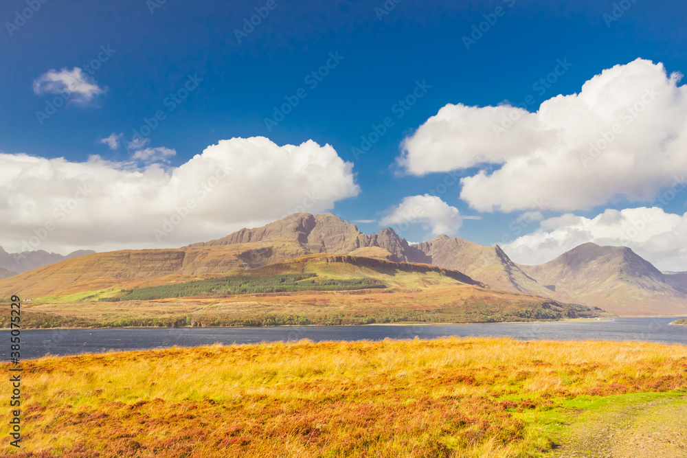 Bla Bheinn (Blaven) and Cuillin Mountains on Isle of Skye, Scotland