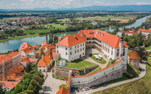 Aerial view of Ptuj castle photo