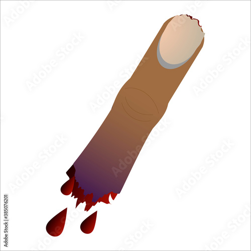 Vector illustration for halloween - severed finger isolated on white background