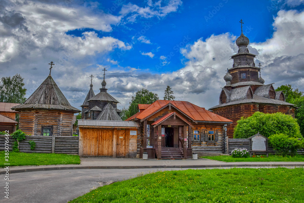 Entrance to the Museum of wooden architecture in Suzdal
