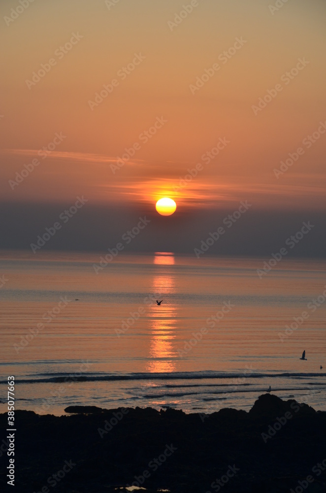 Stunning sunrise on a beach in Ireland
