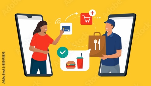 Food delivery app on smartphone