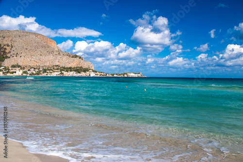 The beautiful beach of Mondello near Palermo  Sicily  Italy