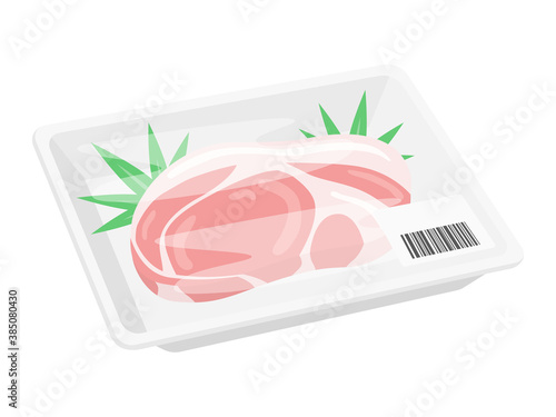 パックに入った豚肉のイラスト