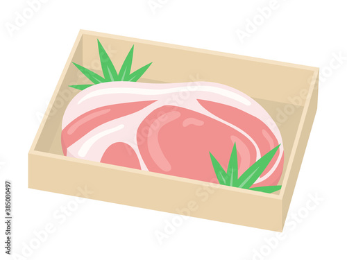 木箱に入った豚肉のイラスト
