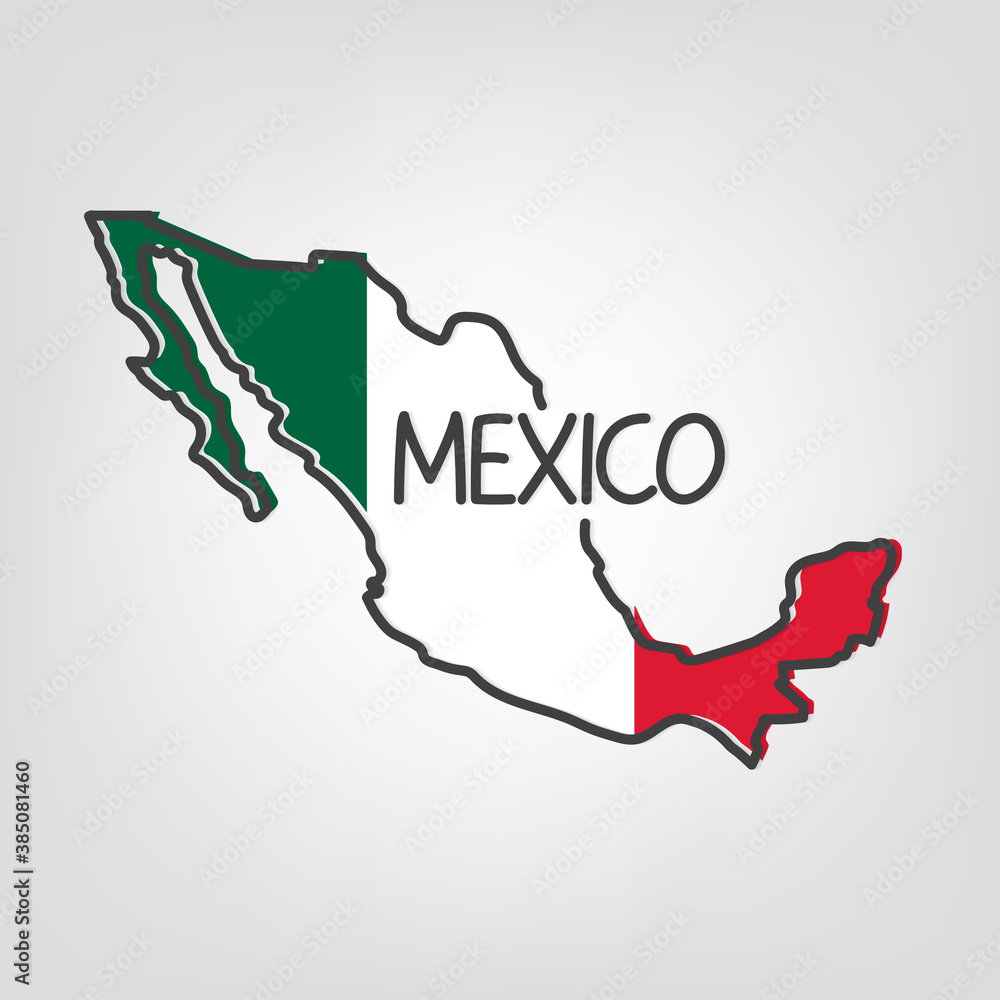 Mexico map filled with flag pattern- vector illustration
