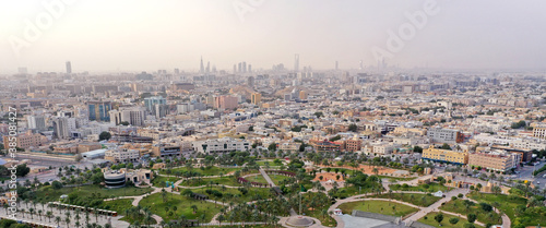 Aerial shot of King Abdullah Park in Riyadh, SAUDI ARABIA