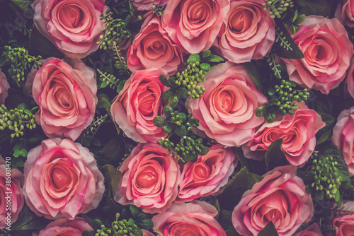 valentine day background  retro bouquet rose flowers close up