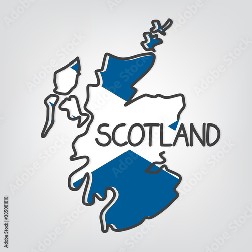 abstract outline of Scotland map filled with flag - vector illustration