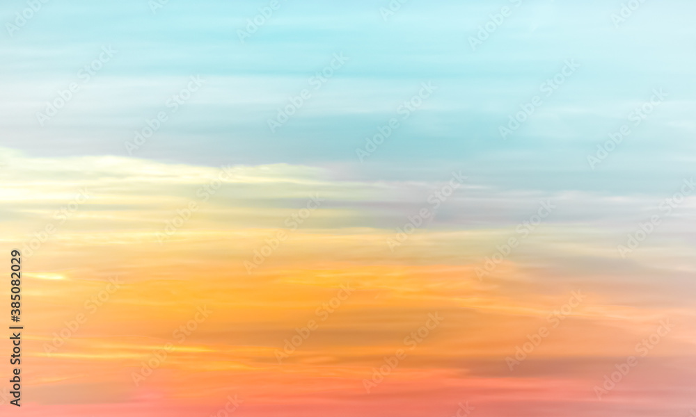 Sunset sky - colourful clouds and sky - blue, yellow, orange and red
