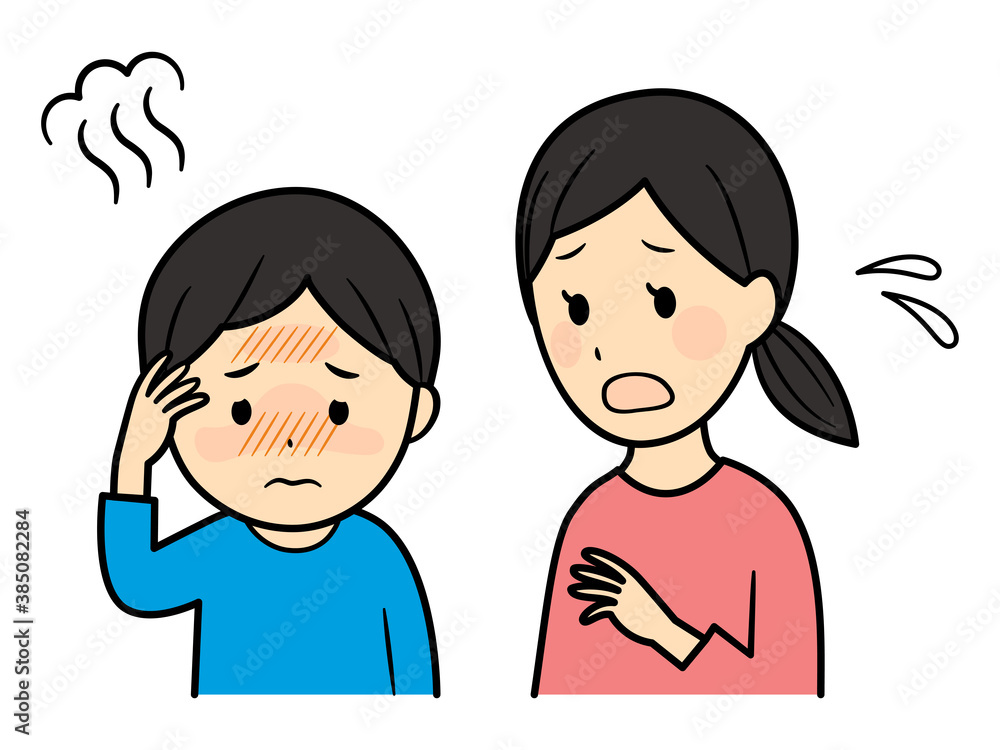 illustration of boy having fever illustration of boy having fever