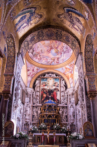 The Church of St. Mary of the Admiral  Italian  Santa Maria dell Ammiraglio   also called Martorana  is the seat of the Parish of San Nicol   dei Greci in Palermo  Sicily  Italy