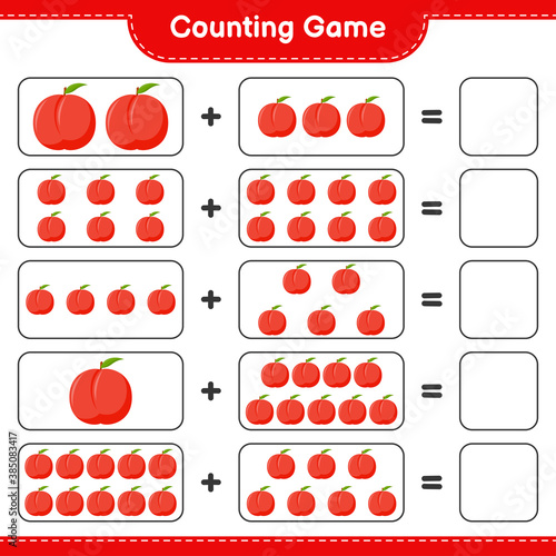 Counting game  count the number of Nectarine and write the result. Educational children game  printable worksheet  vector illustration