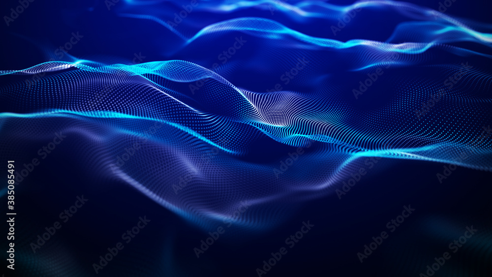 Obraz premium Futuristic point wave. Abstract background with a dynamic wave. 3d rendering