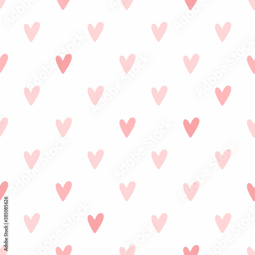 Simple seamless pattern with hearts. Romantic vector illustration.