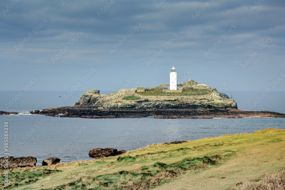 Godrevy Island and lighthouse Cornwall England UK Europe