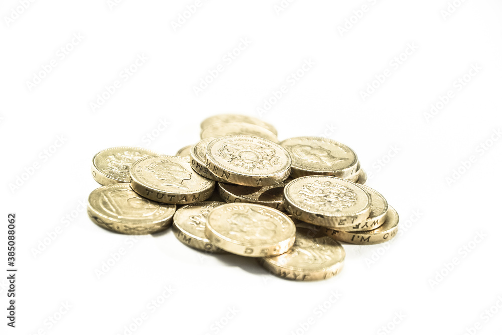 Selective Focus of the New UK One Pound Coin Selective Focus of the New UK One Pound Coin