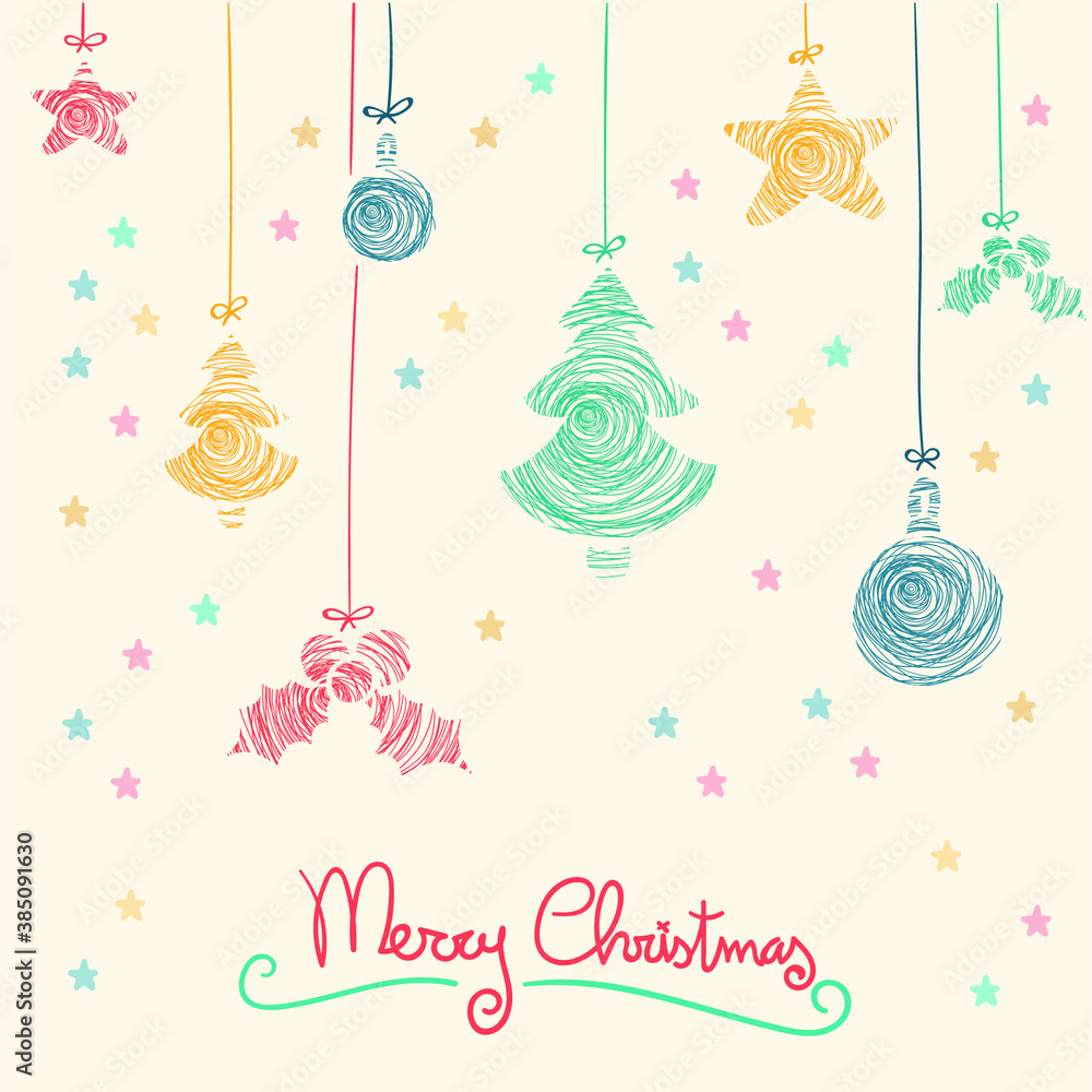 Vector illustration. Happy new year card in paper style for your seasonal holidays flyers, greetings and invitations cards and christmas themed congratulations and banners.