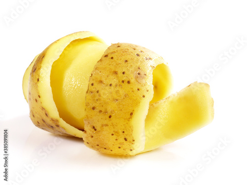 Peeled Potato with Peel isolated on white Background