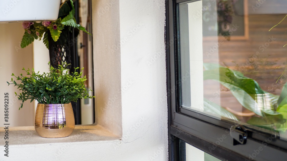 Plant vase with mirror reflection. Plant vase with mirror reflection.