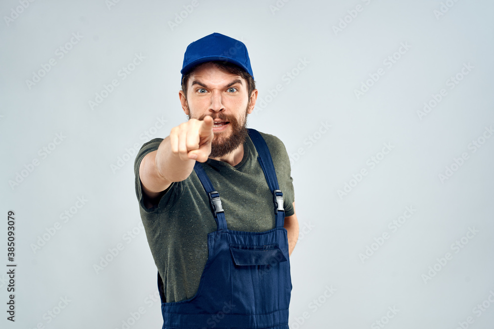 Worker man with box delivery packing work service Worker man with box delivery packing work service