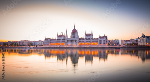 Parliament in Budapest at sunrise  Hungary