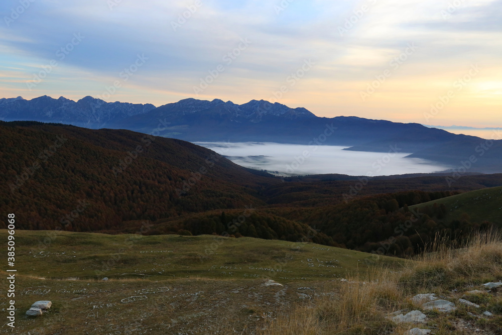 Sunrise at Mount Pizzoc in Italy