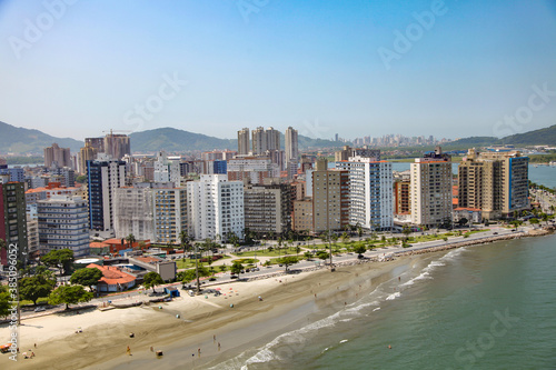 Aerial view of Santos city waterfront in Brazil