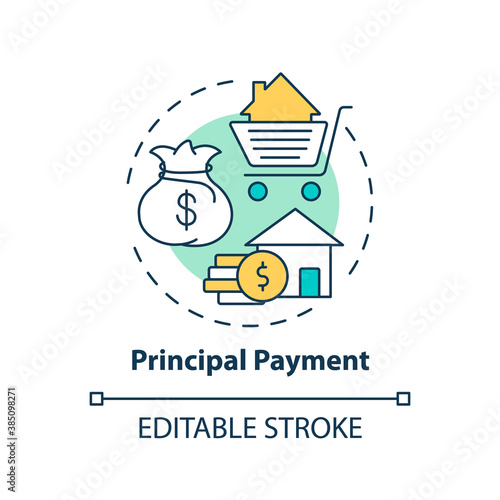 Principal payment concept icon. Mortgage payment element idea thin line illustration. Reducing debt owed. Loans with lower interest rates. Vector isolated outline RGB color drawing. Editable stroke