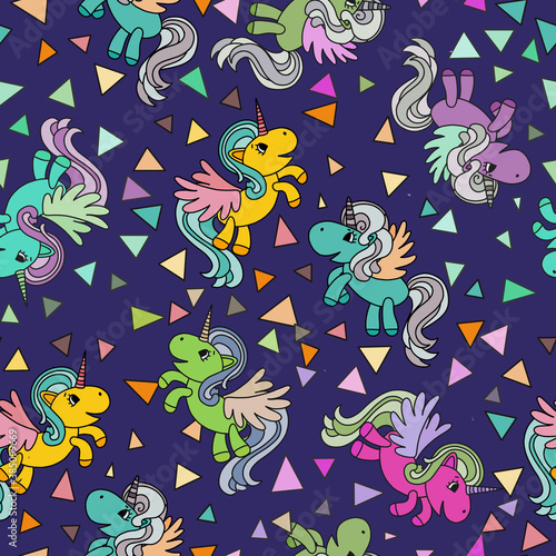 Cute seamless pattern with unicorn. Children's background for girls. © Алена Малашкевич