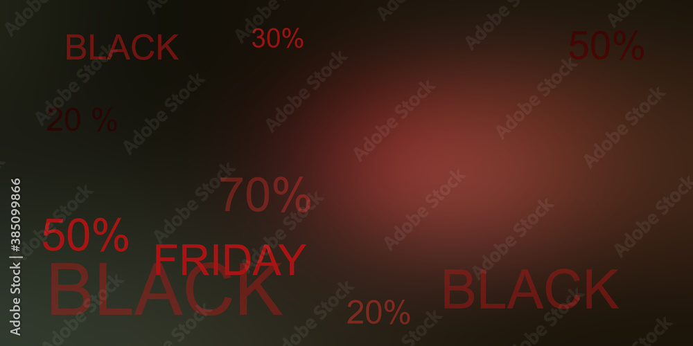 Dark banner for Friday sale. A billboard on the wall. Advertising concept for seasonal offer with glowing texts.