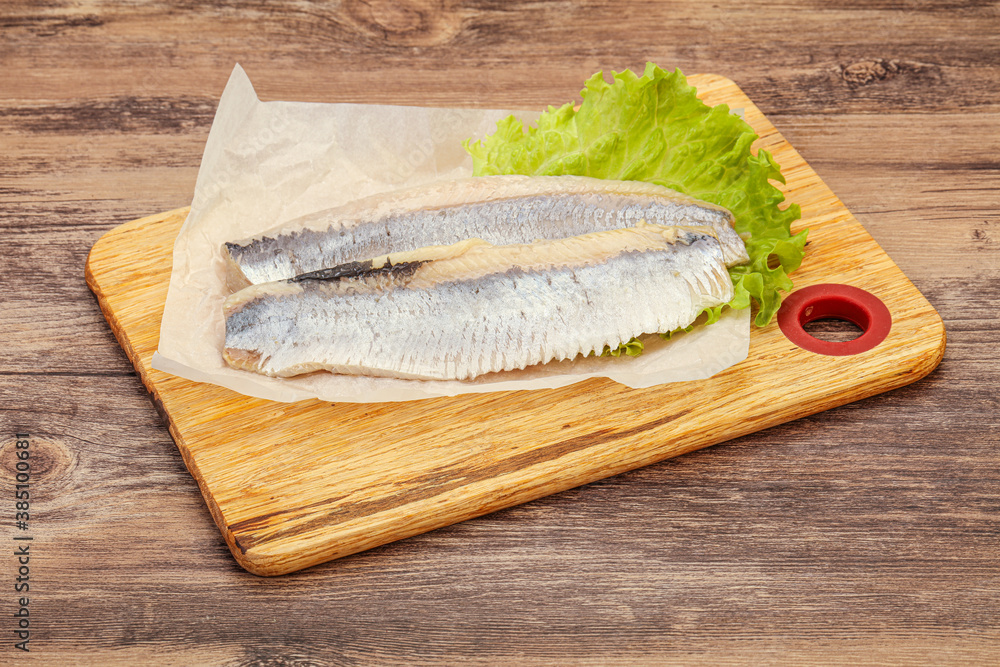 Herring fillet with salad leaves Herring fillet with salad leaves
