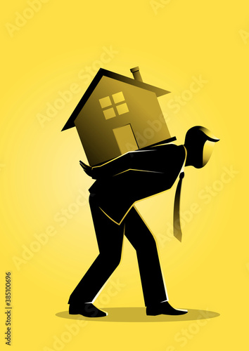 Businessman bearing a house
