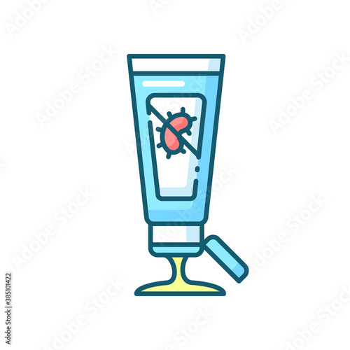 Gel hand sanitizer blue RGB color icon. Disinfectant skincare product. Antibacterial lotion in tube. Germs killing liquid soap. Personal hygiene care. Virus prevention. Isolated vector illustration