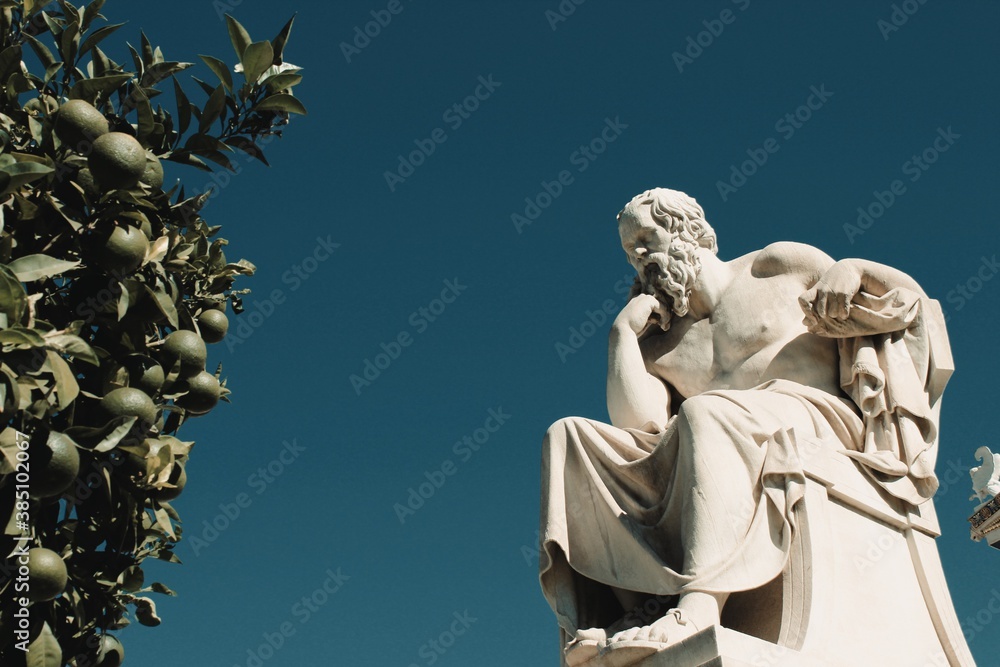 Statue of the ancient Greek philosopher Socrates in Athens, Greece, October 9 2020.