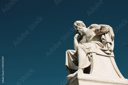 Statue of the ancient Greek philosopher Socrates in Athens, Greece, October 9 2020.