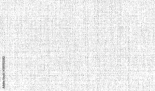 Vector fabric texture. Distressed texture of weaving fabric. Grunge background. Abstract halftone vector illustration. Overlay to create interesting effect and depth. Black isolated on white. EPS10.