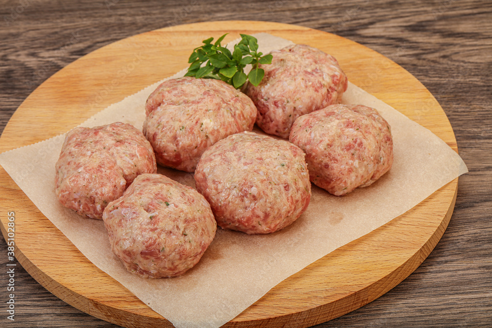 Raw turkey meatball for cooking Raw turkey meatball for cooking