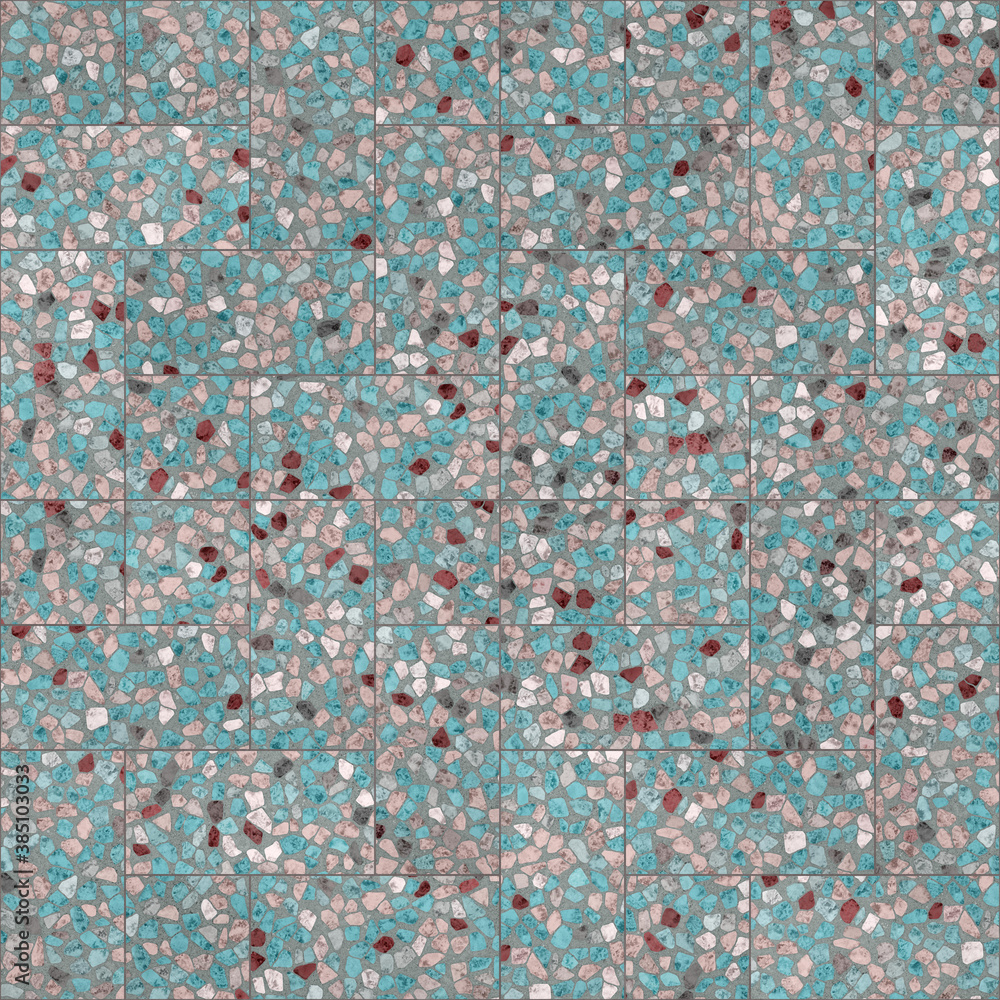 Blue terrazzo floor, marble surface, seamless texture Blue terrazzo floor, marble surface, seamless texture