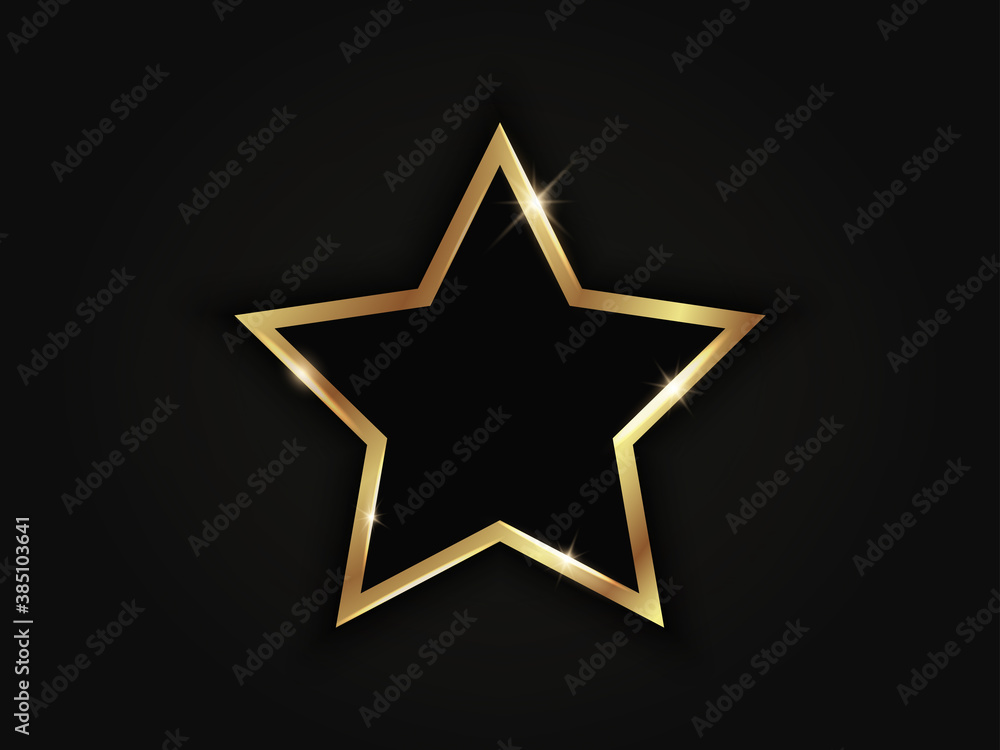 Star golden sparkling frame isolated on black background. Star golden sparkling frame isolated on black background.