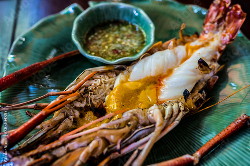 grilled prawn with spicy sauce
