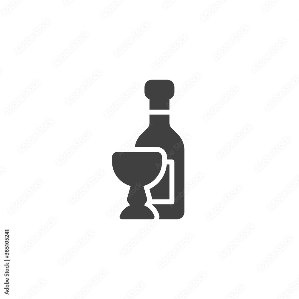 Kiddush wine cup vector icon. filled flat sign for mobile concept and web design. Wine bottle and goblet cup glyph icon. Symbol, logo illustration. Vector graphics Kiddush wine cup vector icon. filled flat sign for mobile concept and web design. Wine bottle and goblet cup glyph icon. Symbol, logo illustration. Vector graphics