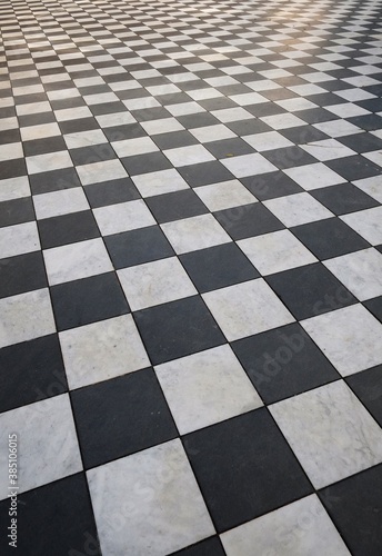 Isolated black and white marble floor  checkerboard 