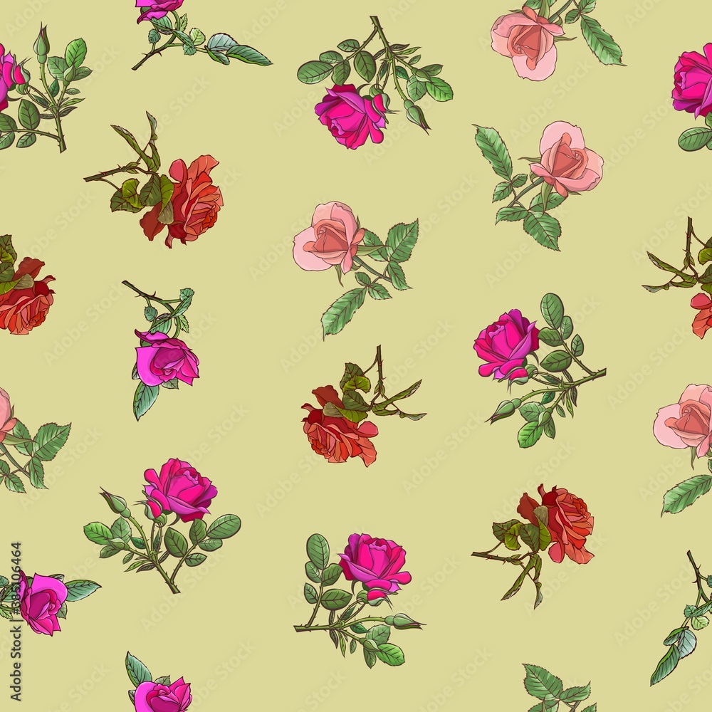 Abstract pattern of floral rows. Flowers and grass in green fields. Warm summer sunny day. Vector illustration seamless. Abstract pattern of floral rows. Flowers and grass in green fields. Warm summer sunny day. Vector illustration seamless.