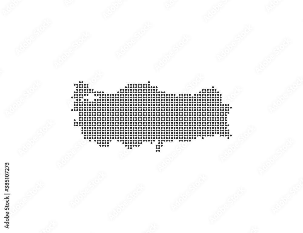 Turkey, country, dotted map on white background. Vector illustration.